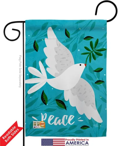 Miniatura 2 de Breeze Decor Paquete de banderas de jardín con texto en inglés "Want Peace", "Sweet Life", soporte para la tierra, protección del medio ambiente