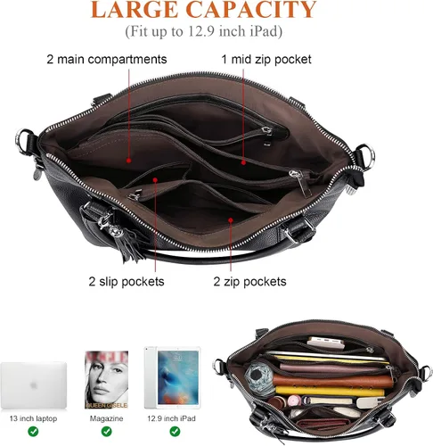 Miniatura 6 de Over Earth Bolsos de hombro para mujer, bolso cruzado de cuero suave