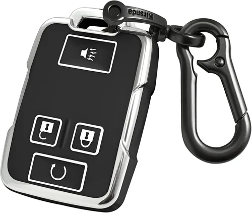Miniatura 9 de Kirsnda Funda para llavero Chevrolet con hebilla de metal, carcasa de TPU suave para llave/piel, 4 botones para GMC chevy Colorado Silverado Azul