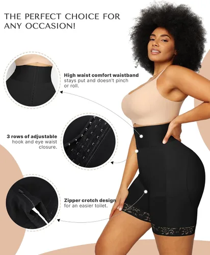 Miniatura 3 de SHAPELLX Pantalones cortos moldeadores de cuerpo de cintura alta para mujer, control de abdomen, adelgazantes, pantalones cortos para levantamiento