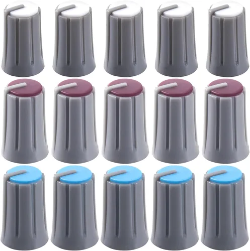 Miniatura 11 de 9 piezas de 6 mm tipo D perilla de potenciómetro, perilla giratoria de volumen y tono de guitarra de plástico, perilla de control de graves