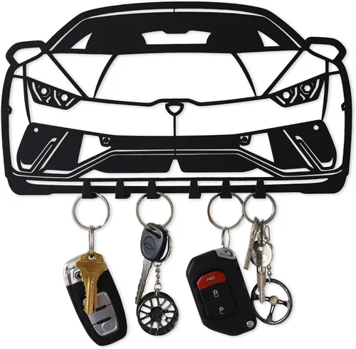 Miniatura 23 de MOOH Llavero de metal para automóvil con 6 ganchos, decoración única de pared para hombres y mujeres, decoración de cueva de hombre genial