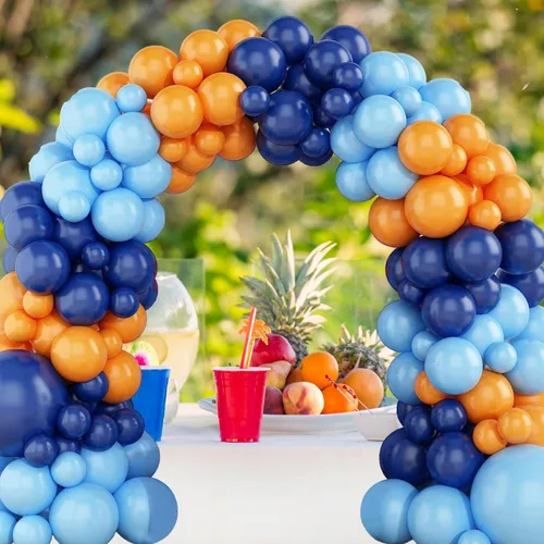 Miniatura 5 de Kit de Arco de Guirnalda de Globos Naranja Azul Kit de Arco de Globos Naranja Azul Marino Kit de Globos de Látex Perla Azul Oscuro Claro Globos