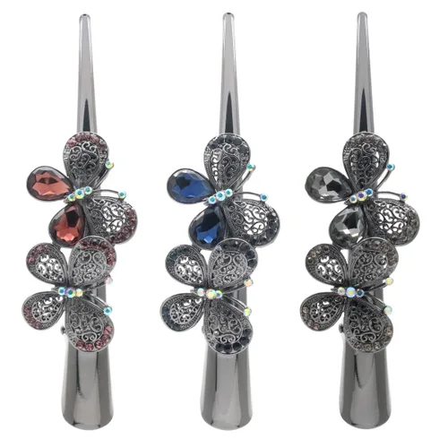 Miniatura 2 de Fashion & Lifestyle Juego de 3 pinzas de corte de cocodrilo grandes de aleación de metal para mujeres y niñas, horquillas de sujeción bastante