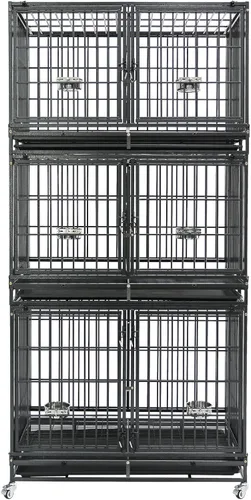 Miniatura 15 de Homey Pet Jaula para Perros Apilable de Servicio Pesado de 37 pulgadas, Jaula Kennel Indestructible a Prueba de Escape para Perros con Ruedas