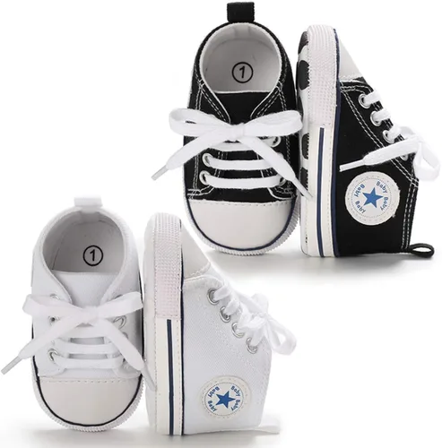 KIDSUN - Zapatos deportivos unisex de caña alta para bebés, mezclilla de lona, suela antideslizante, suaves, para los primeros pasos
