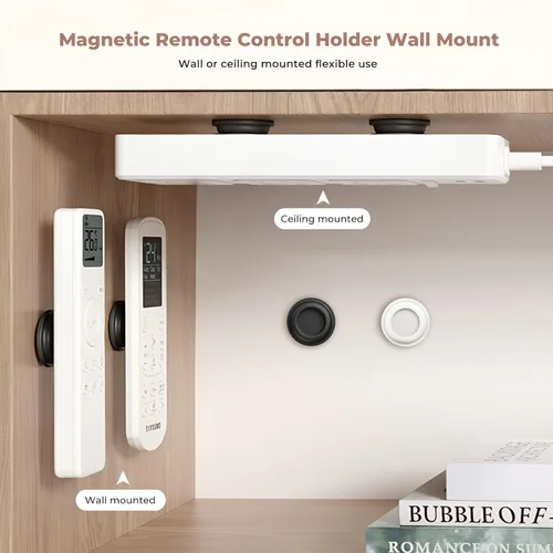 Miniatura 2 de UMUST 4 soportes magnéticos para control remoto, soporte de pared autoadhesivo de silicona para control remoto, organizador de almacenamiento