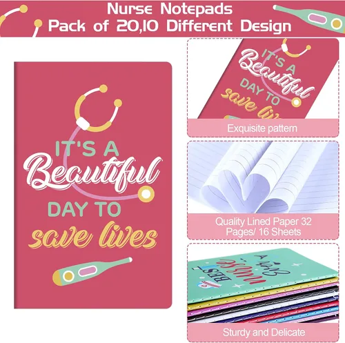 Miniatura 3 de Zonon 20 cuadernos de enfermería a granel 2026, mini cuadernos de bolsillo pequeños, regalos de enfermería para la escuela, enfermera, semana