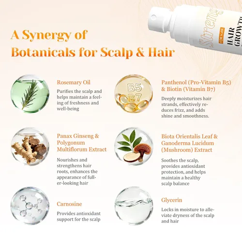 Miniatura 2 de Spray para el crecimiento del cabello para mujeres y hombres, suero para el crecimiento del cabello con aceite de romero y biotina, ayuda a prevenir