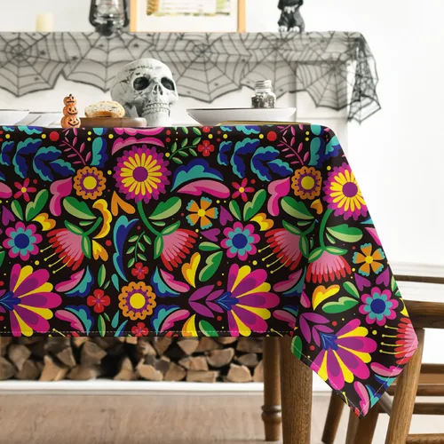 Miniatura 3 de Horaldaily Mantel de México 52x70 Pulgadas Rectangular, Halloween Cinco De Mayo Fiesta Lavable Cubierta de Mesa Estacional para Decoración de Fiesta