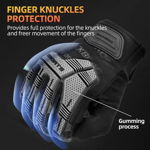 Miniatura 2 de ROCKBROS Guantes para ciclismo de montaña con almohadilla de gel, pantalla táctil y protección de nudillos para BMX MX ATV MTB Racing, color negro