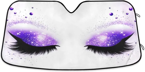 Miniatura 19 de Parasoles para parabrisas de vehículo, diseño de ojos de mujer, guiño y pestañas sexys, bloquean rayos ultravioleta y mantienen tu vehículo fresco
