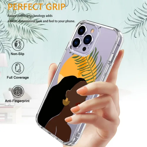 Miniatura 5 de LUHOURI Funda para iPhone 15 Pro con protector de pantalla, acrílico transparente Funda protectora de carga inalámbrica, ajuste delgado, diseños