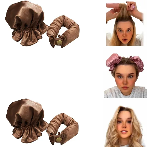 Juego de Rizadores de Cabello Satinados Sin Calor, Juego de 2 Rizadores con Gorras para Rizos Sin Calor, Juego de Rizadores para Dormir Durante la