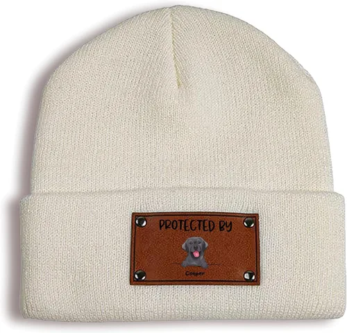 Gossby Gorro de bebé personalizado con parche de cuero vegano para niño y niña, protegido por - Regalo personalizado para recién nacido, niño