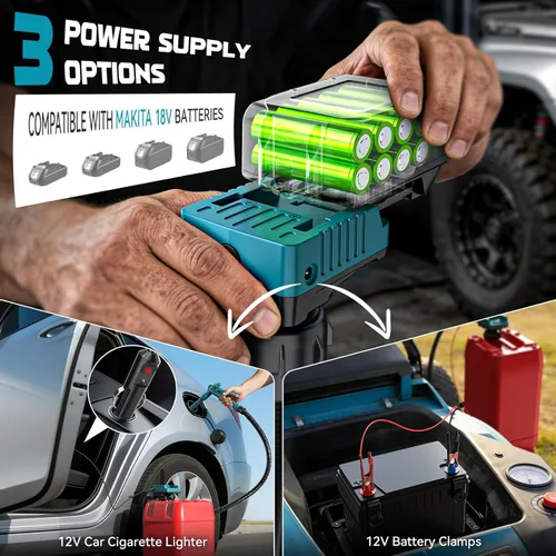 Miniatura 3 de Ecarke 5 GPM Cordless Fuel Transfer Pump for Gasoline Diesel, Manual Control Portable Gas Can Pump, Compatible with Makita 18V Batteries, 51" Hose &