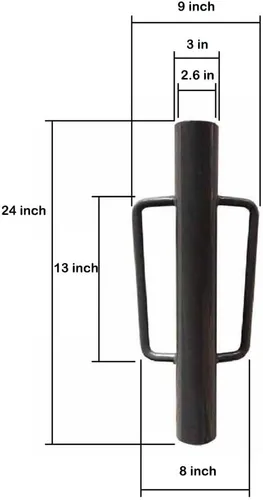 Miniatura 2 de MTB Supply 1 paquete de poste de valla de 24 pulgadas con mango de hierro negro de 12 libras, poste en T de poste de mano para poste de valla en U
