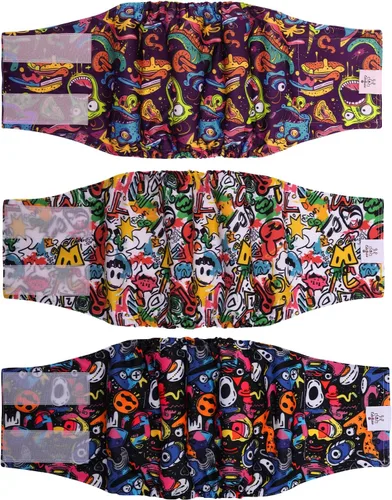 Miniatura 23 de CuteBone - Pañales lavables para perro macho, banda abdominal, paquete de 3 unidades, color negro, modelo DM54XS