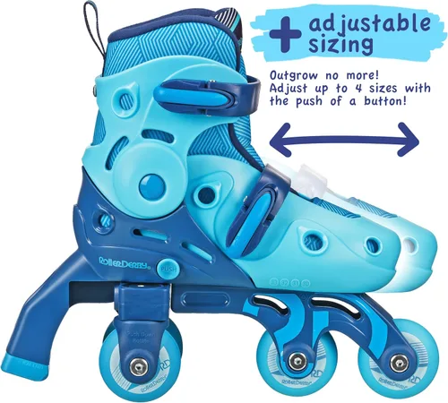 Miniatura 3 de Patines Roller Derby Switch para Principiantes, Patines Ajustables 2 en 1 Convertibles de Modo de Aprendizaje a Patines en Línea para Pequeños