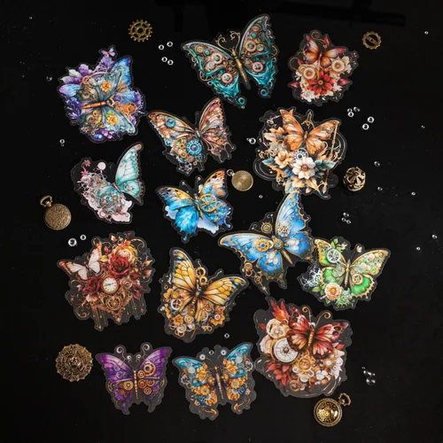 Miniatura 24 de 60 piezas de calcomanías holográficas de abejas de jardín para niñas estéticas – Calcomanías transparentes de abejas, florales, de panal