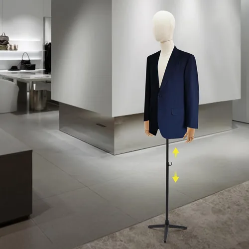 Miniatura 2 de Maniquí de medio cuerpo masculino con brazo, cuerpo de maniquí de forma de vestido, cuerpo de maniquí de 53 a 76 pulgadas, altura ajustable, maniquí