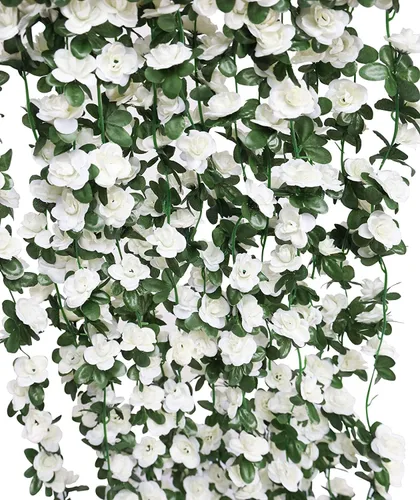 Miniatura 9 de PARTY JOY 8 piezas 65.6 pies Guirnalda de Flores, Vid de Rosa Falsa Flores Artificiales Guirnalda de Hiedra Rosa Colgante para Decoración de Pared