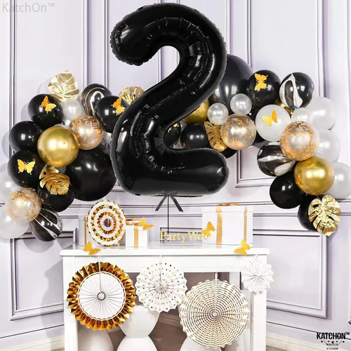 Miniatura 6 de KatchOn Globo Gigante Negro Número 2 de 40 Pulgadas Globo Negro Número 2, Dos Decoraciones Geniales de Fiesta de Cumpleaños para Niño Globo