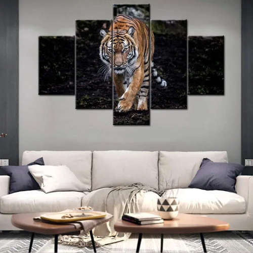 Miniatura 12 de TUMOVO Hermoso retrato de un gorila macho sobre fondo negro, bonito lienzo de mono, estirado y enmarcado, listo para colgar, sala de estar, Obras