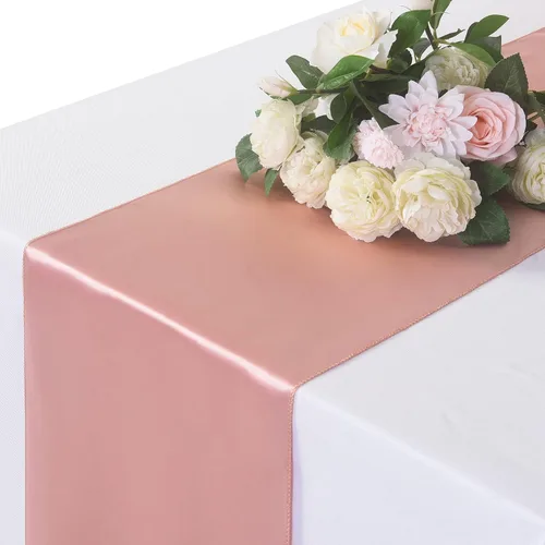 Paquete de 6 caminos de mesa de satén, 12 x 108 pulgadas para fiestas, bodas, cumpleaños, banquetes, compromisos de graduación, Navidad, decoración