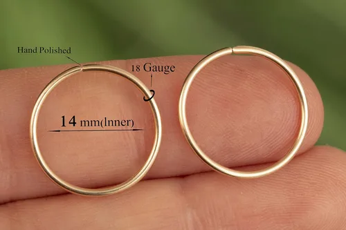 Miniatura 126 de Aretes de aro de oro de plata – Aretes de aro para mujer, dos piezas de aros de plata fina rellenos de oro, aro de hélice, anillo de tragus, aro