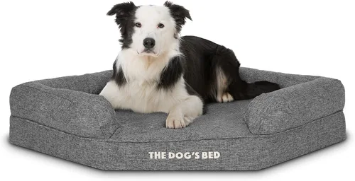 Miniatura 17 de The Dog's Bed - Cama ortopédica de espuma viscoelástica para perro, tela Oxford, gris con ribete negro, mediana