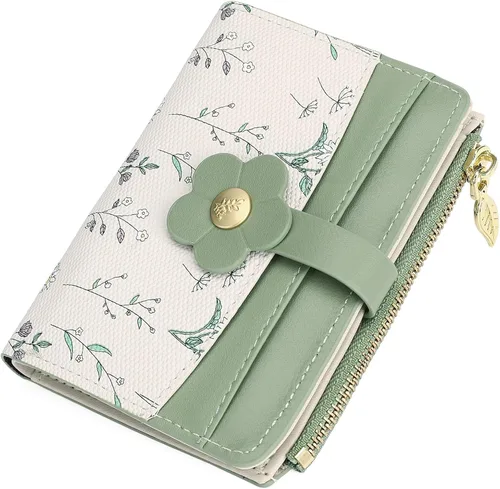 Miniatura 14 de GAEKEAO Billeteras pequeñas para mujer, con bloqueo RFID, plegable, de piel vegana, con bolsillo con cremallera, ventana de identificación