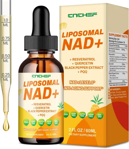 Suplemento liposomal NAD – 1500 mg NAD+ gota líquida para mujeres y hombres nicotinamida adenina dinucleótido y complejo de resveratrol – Renovación