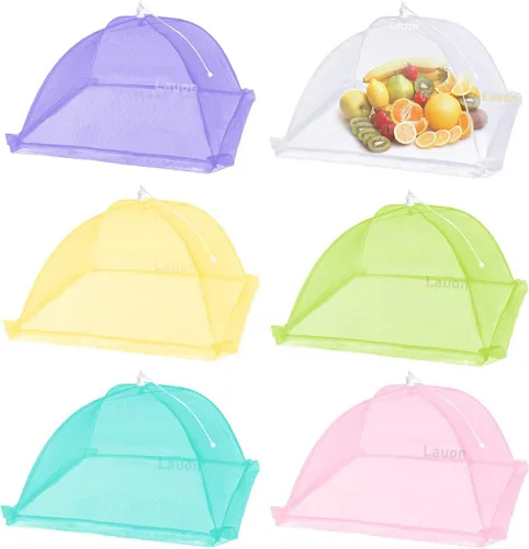 Cubierta de Malla para Alimentos Carpa para Alimentos, 17"x17", Cubiertas de Nailon, Carpas Pantalla Sombrilla Emergentes, Red Plegable y 6-Colores