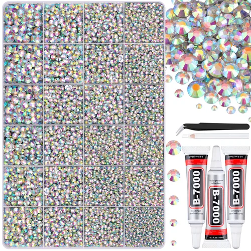 Miniatura 66 de 7000 diamantes de imitación de resina con pinzas para manualidades, diamantes de imitación de gelatina con parte trasera plana de 2/3/4/5/6mm, 4