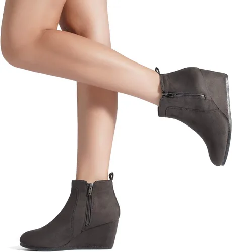 Miniatura 7 de DREAM PAIRS Botines de cuña baja de gamuza para mujer
