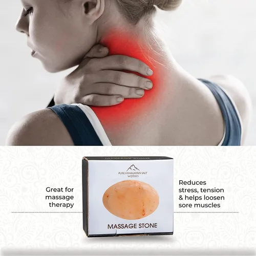 Miniatura 3 de Pure Himalayan Salt Works Piedra de masaje ovalada plana, piedra tallada a mano de cristal rosa para terapia de masaje, desodorante y exfoliantes