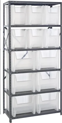 Miniatura 370 de Quantum QSBU-245BK Heavy Duty Shelving Unit with (7) Shelves and (24) QUS245 Black Bins for Garage Warehouse Storage Distribution 400 lb Load