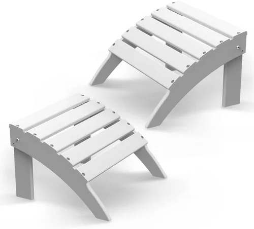 Miniatura 34 de Briopaws Otomana Adirondack plegable, silla Adirondack de polietileno de alta densidad resistente a la intemperie, reposapiés de plástico para Blanco