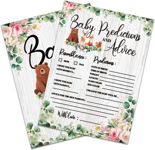 Miniatura 9 de CUTHOLLOW Blue and Bow - 50 tarjetas de predicción para bebés, consejos y deseos para los futuros padres, juegos de baby shower, predicción de bebé