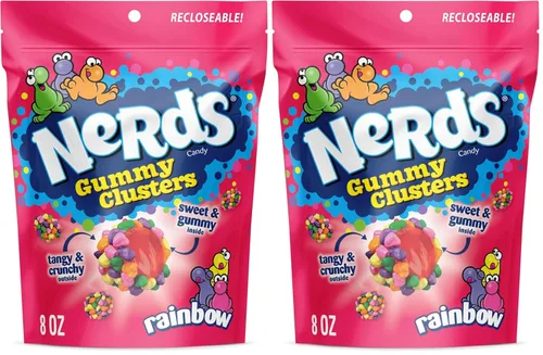 Miniatura 23 de NERDS Gummy Clusters Candy, arcoíris, crujiente y gomoso, 3 onzas (paquete de 12)