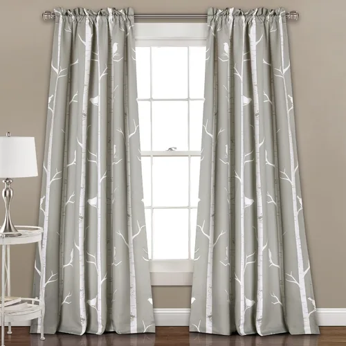 Miniatura 13 de Lush Decor - Cortinas con filtro de luz en el árbol, con diseño de pájaro azul en el árbol, para sala, comedor, dormitorio (par) 84 pulgadas