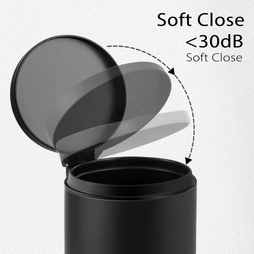 Miniatura 2 de TIPGO Cubo de Basura Pequeño de 1.2 Galones en Negro, Cubo de Basura de 4.5 Litros para Baño con Tapa, Mini Bote de Basura con Paso, Cesta de Basura