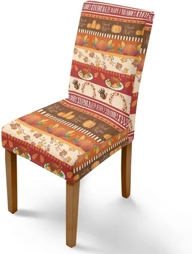 Miniatura 98 de Rnyleeg Thanksgiving Chair Covers for Living Room No Arms Turkey Pumpkin Stretch Dining Chair Covers Set of 6 Soft Washable Kitchen Chair Protector