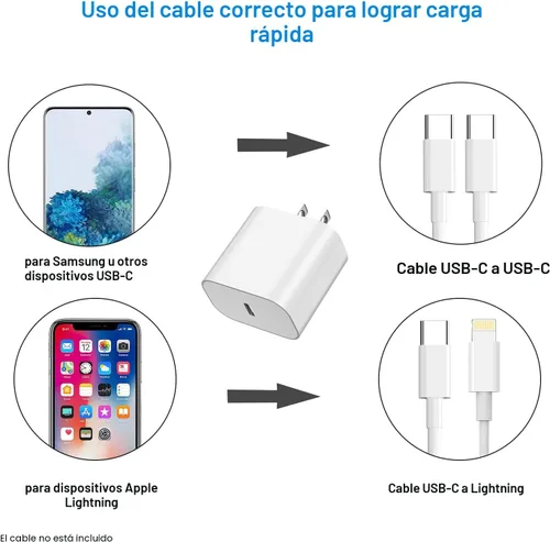 Miniatura 4 de Bloque de carga USBC para enchufe de carga de iPhone 17, certificado MFI rápido USB C cubo de pared, paquete de 2 adaptadores de corriente