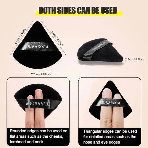 Miniatura 4 de 6 esponjas de terciopelo triangulares para polvo, diseño triangular, esponja suave para rostro, contorno de ojos exquisitos, para cuerpo mineral