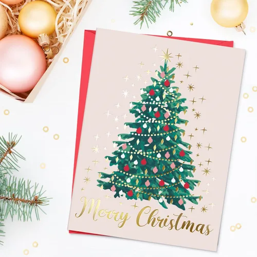 Miniatura 7 de Sweetzer & Orange - Juego de tarjetas de Navidad - 24 tarjetas de fiesta con lámina de oro y sobres rojos – 6 diseños surtidos en caja para fácil