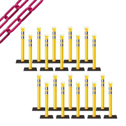 Miniatura 89 de Trafford Industrial - Juego de 20 postes de delineador de 45 pulgadas, collares reflectantes de 3 pulgadas, base de goma de 10 libras