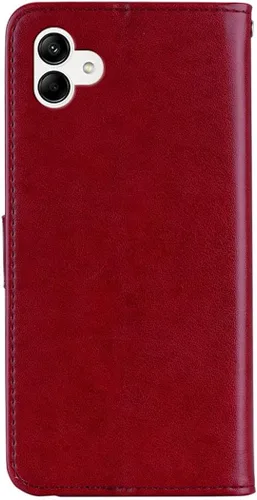 Miniatura 5 de CCSmall Funda para Samsung Galaxy A04 con soporte para tarjeta de crédito, con purpurina y diamantes de imitación de piel sintética para Samsung Rojo