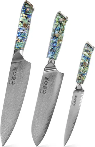 Miniatura 10 de Cuchillo de cocina de Damasco, acero de damasco de 67 capas, juego de cuchillos de chef profesionales de 13 pulgadas para cocina, mango ergonómico